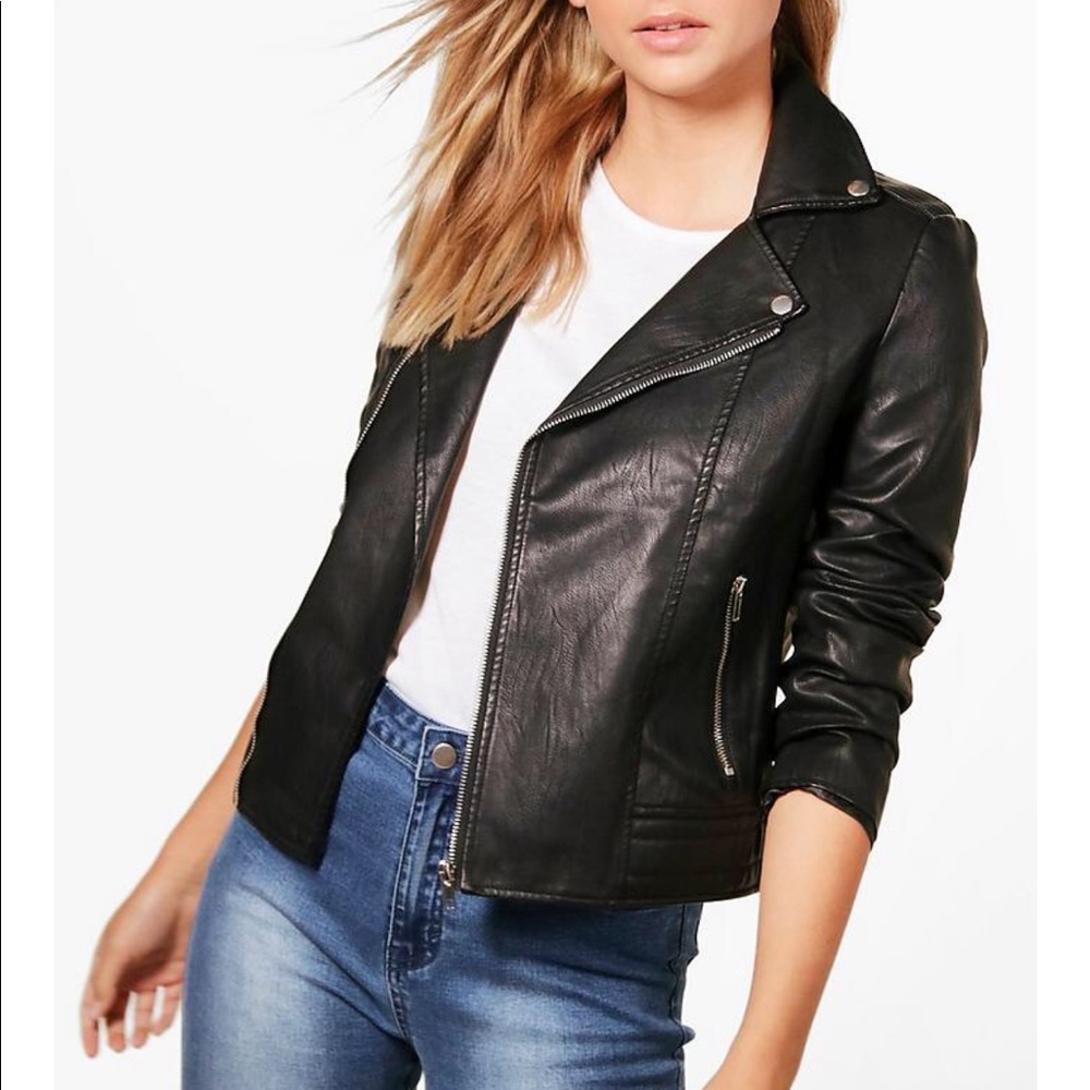 NWT boohoo faux leather biker jacket